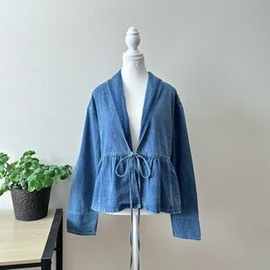 Denim Tie-Front Denim Jacket